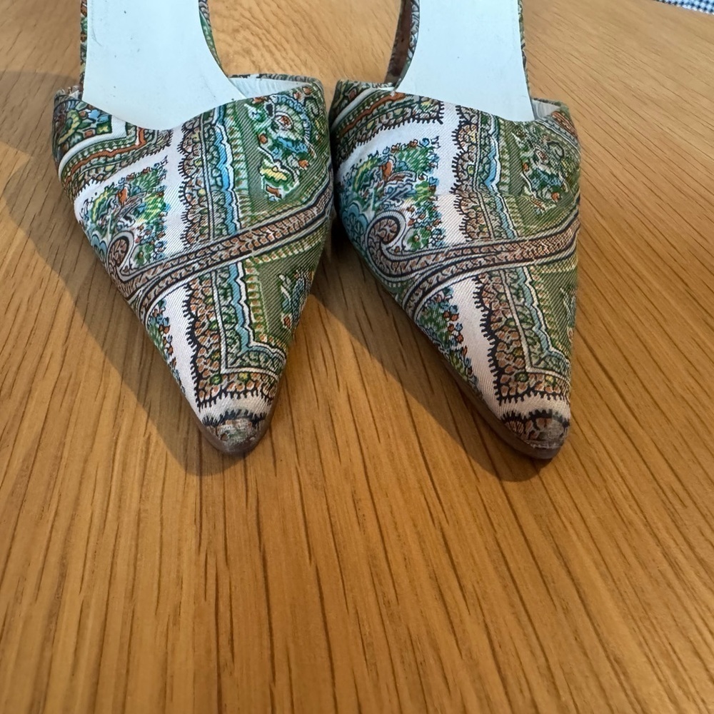 PRADA Fabric Paisley Print Pointed Toe D'Orsay Pumps Heels Size 37.5 - Picture 3 of 8